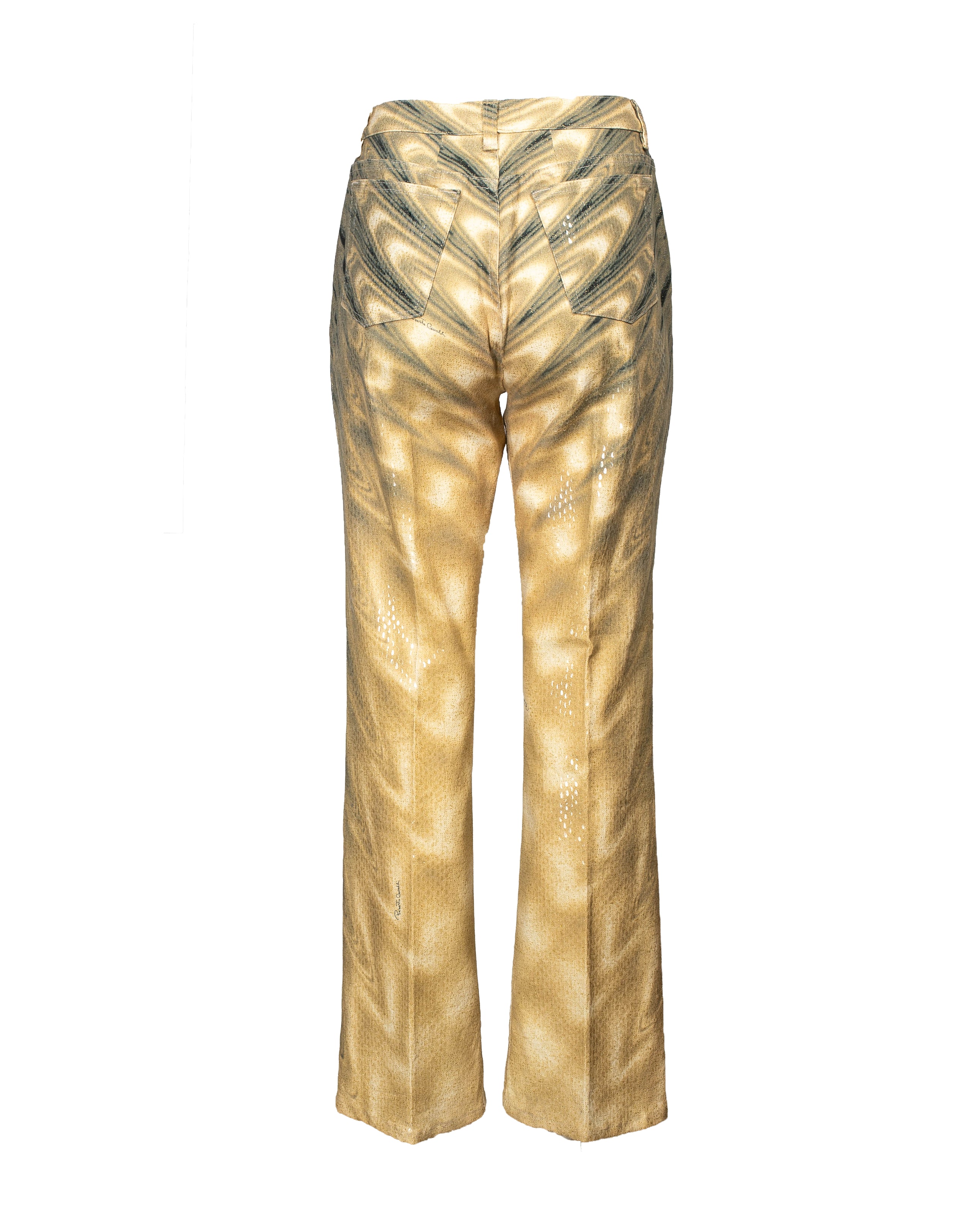 TAUPE SEQUIN PYSCHEDELIC PRINTED JEANS