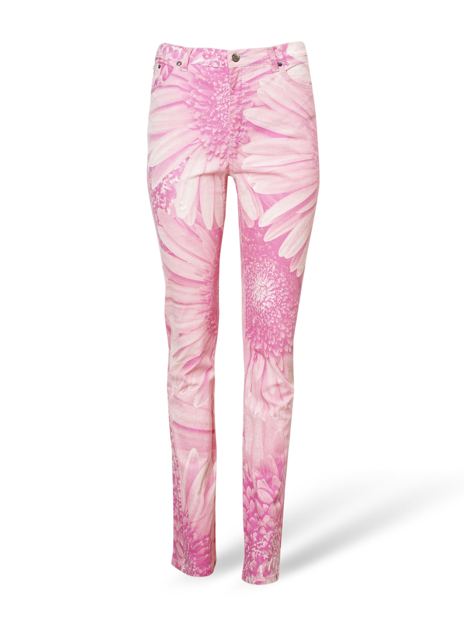 SS00 PINK SUNFLOWER PRINTED JEANS