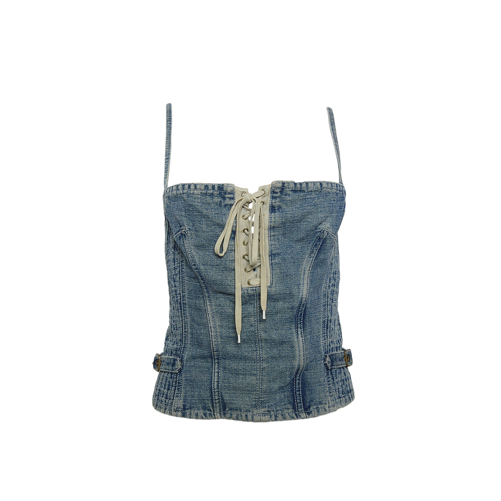 LACEUP DENIM BUSTIER