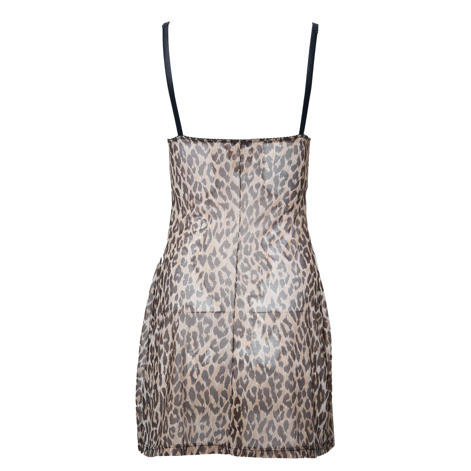 MESH LEOPARD PRINTED MINI DRESS