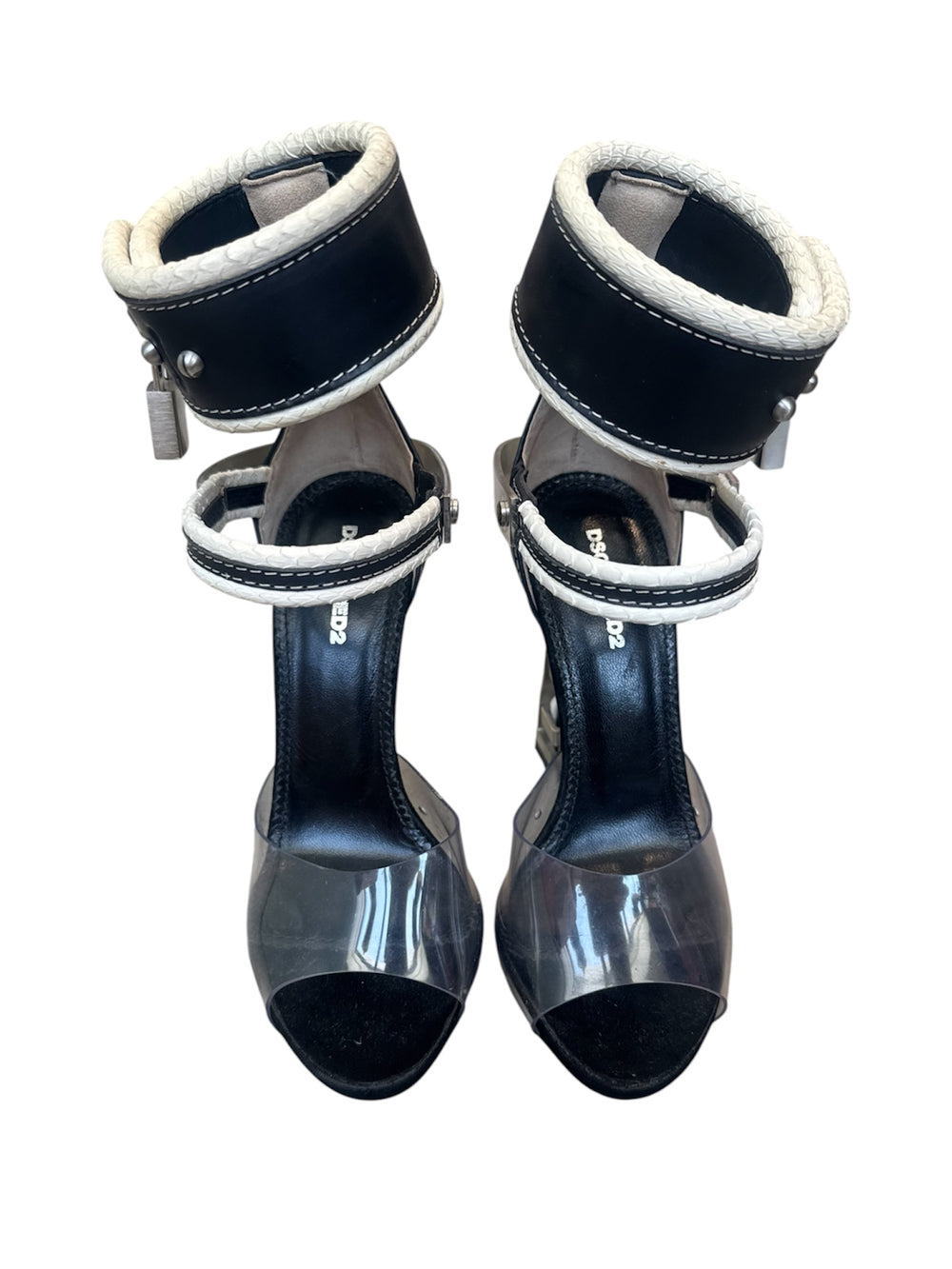 FW14 SYBIL VIRGINIA BLACK EMBELLISHED LOCK HEELS @FAR