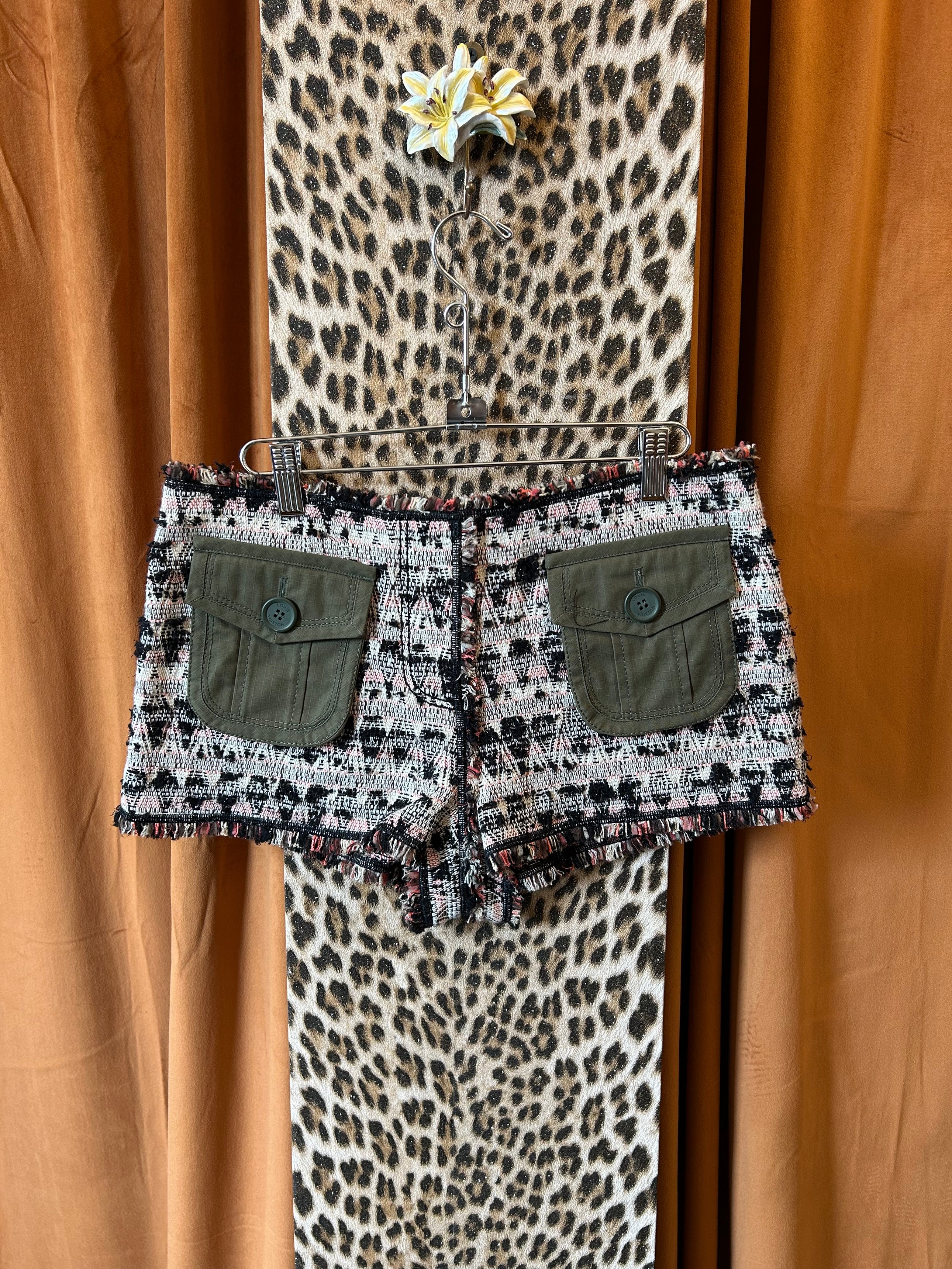 2010 TWEED & OLIVE GREEN MINI SHORTS