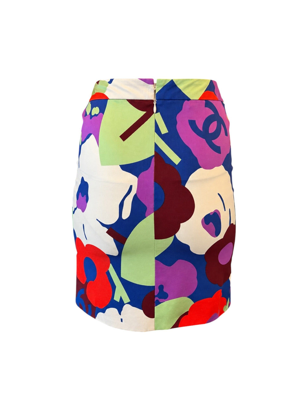 SS00 BLUE & MULTICOLOR FLORAL MIDI SKIRT @SM