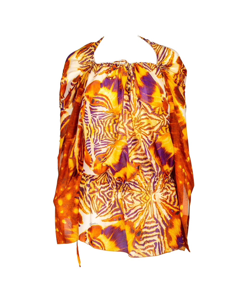 SILK ORANGE PRINTED MINI DRESS