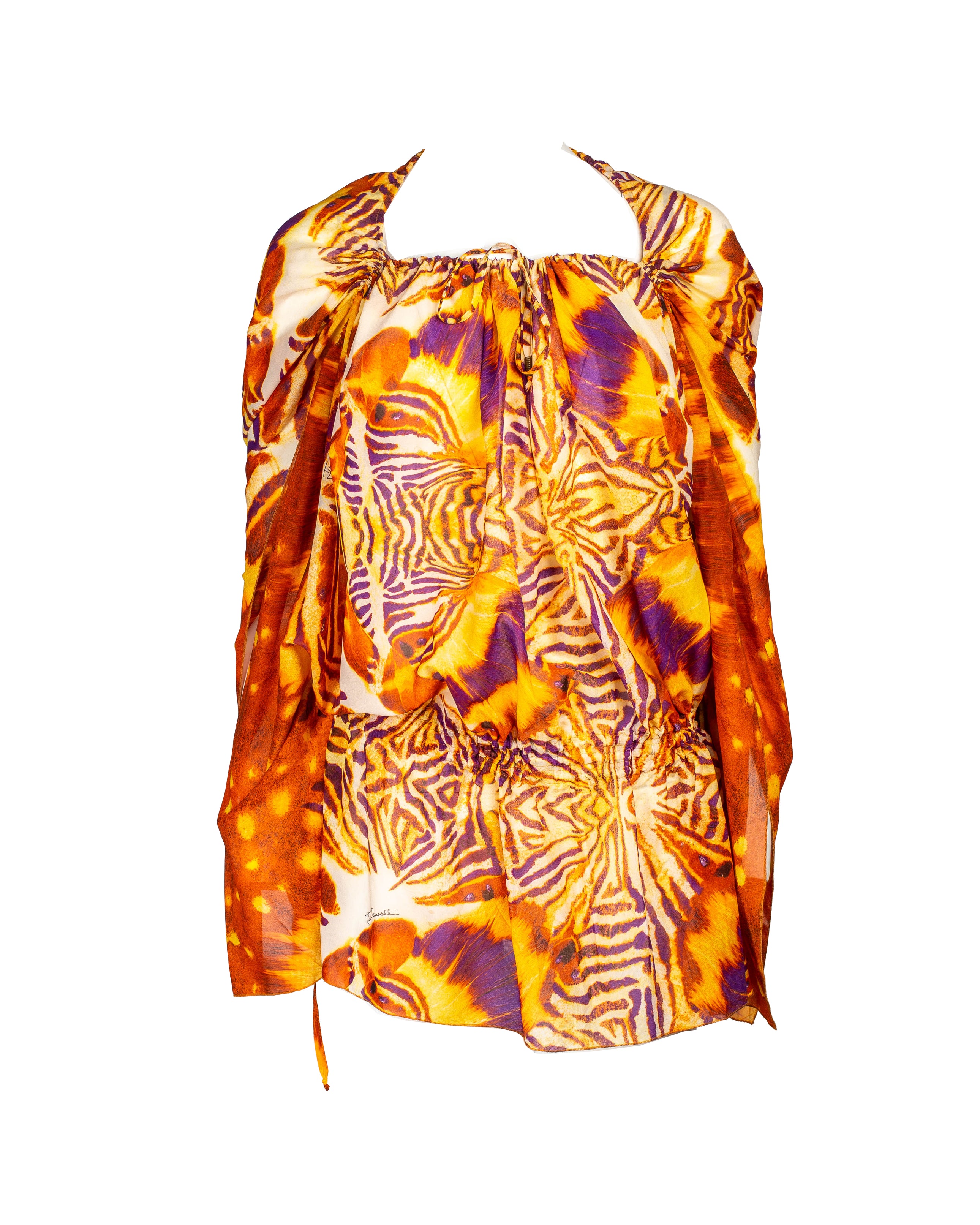 SILK ORANGE PRINTED MINI DRESS