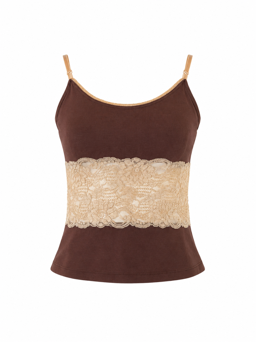 C.1996 BROWN & TAN LACE TANK @FAR
