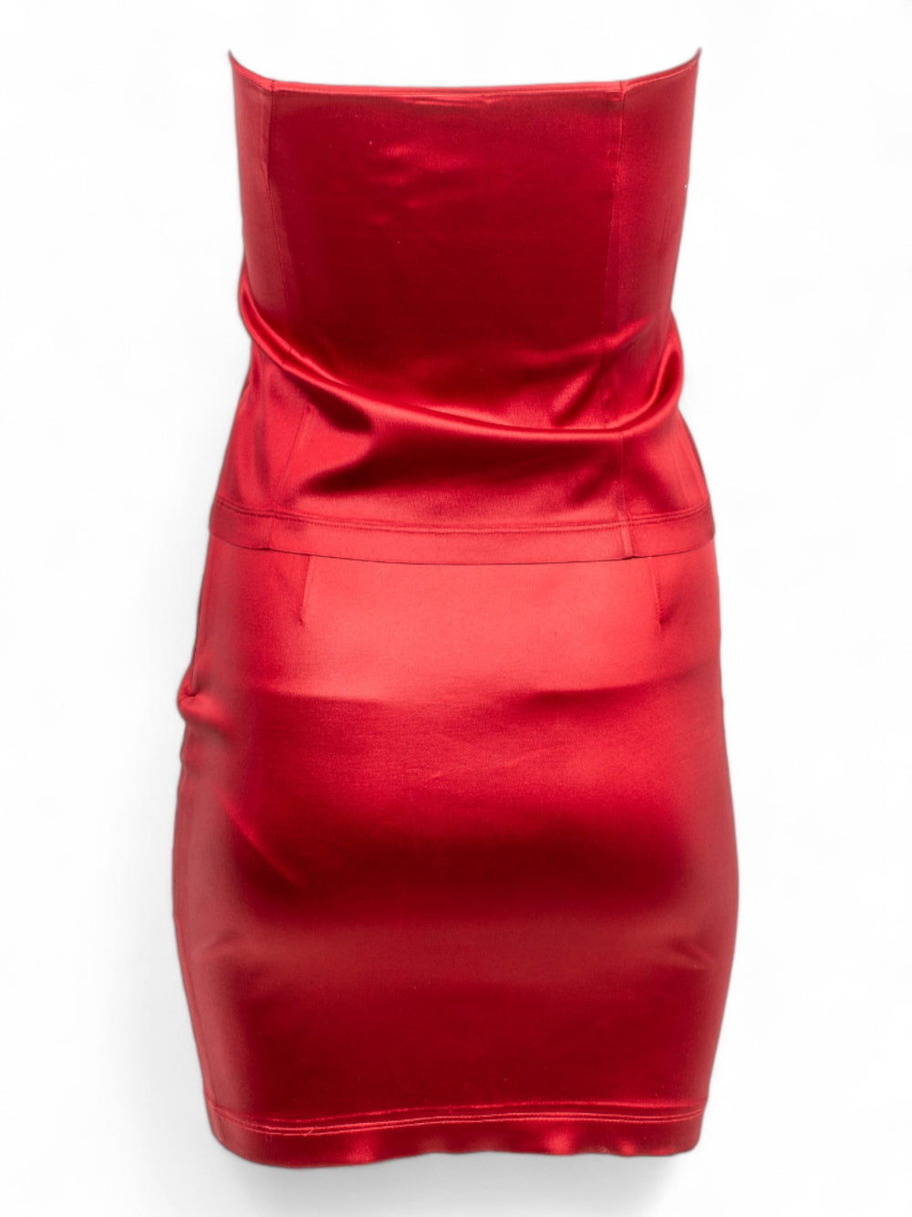 SATIN WINE RED TUBE TOP & SKIRT SET