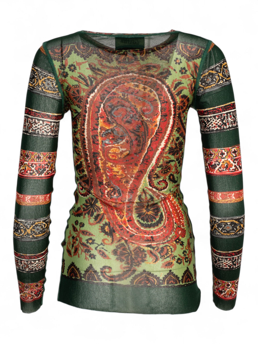 PERSIAN PRINTED GREEN MESH L/S