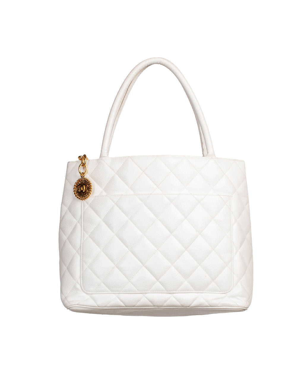 04/05 WHITE CAVIAR MEDALLION TOTE BAG