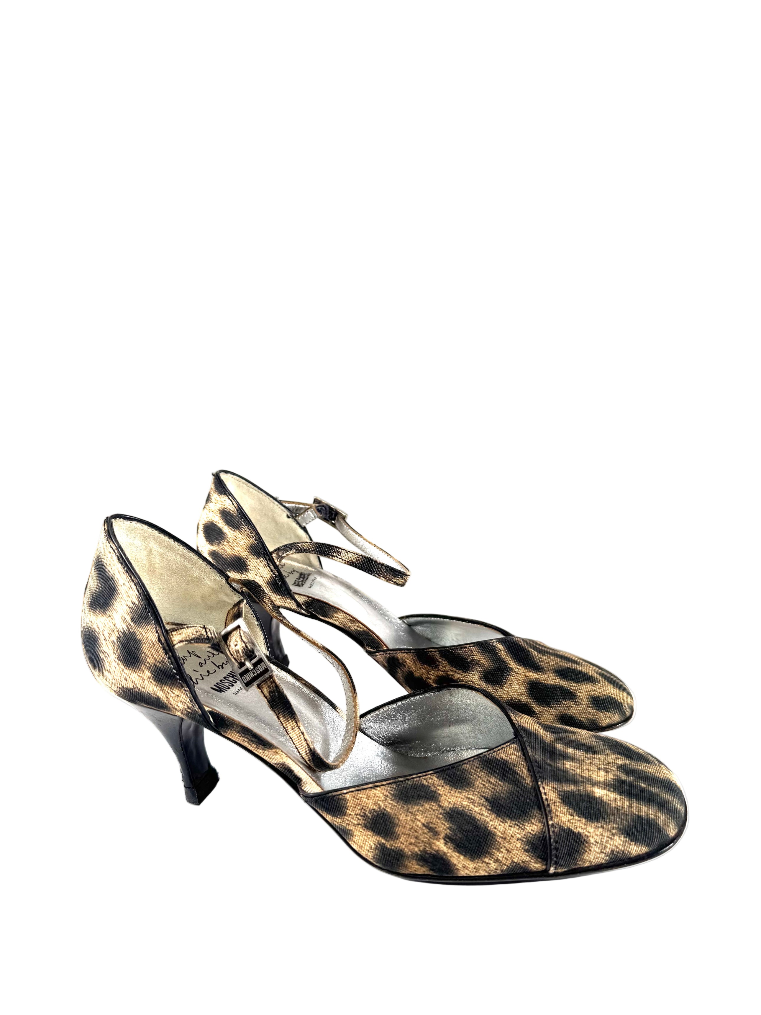 2000S CLOSE TOE CHEETAH PRINT KITTEN HEELS