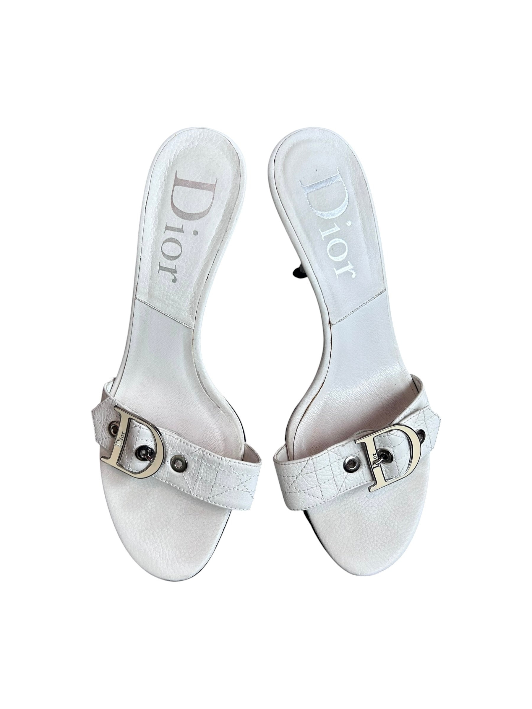 WHITE LEATHER D'TRICK MULES
