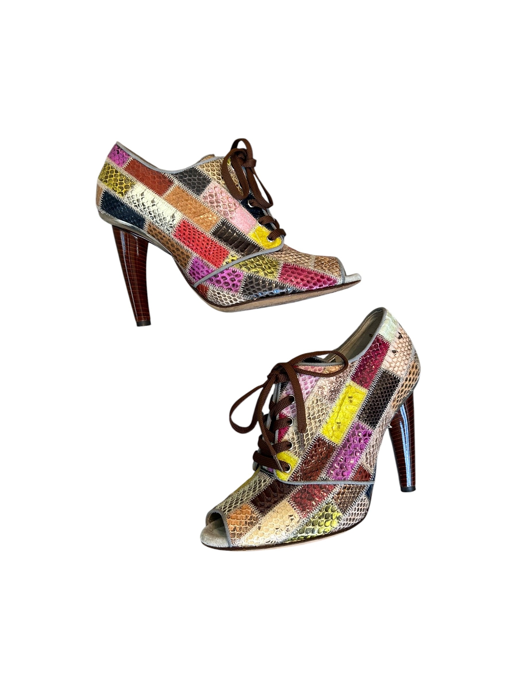 SNAKESKIN PATCHWORK SNEAKER BOOTIES