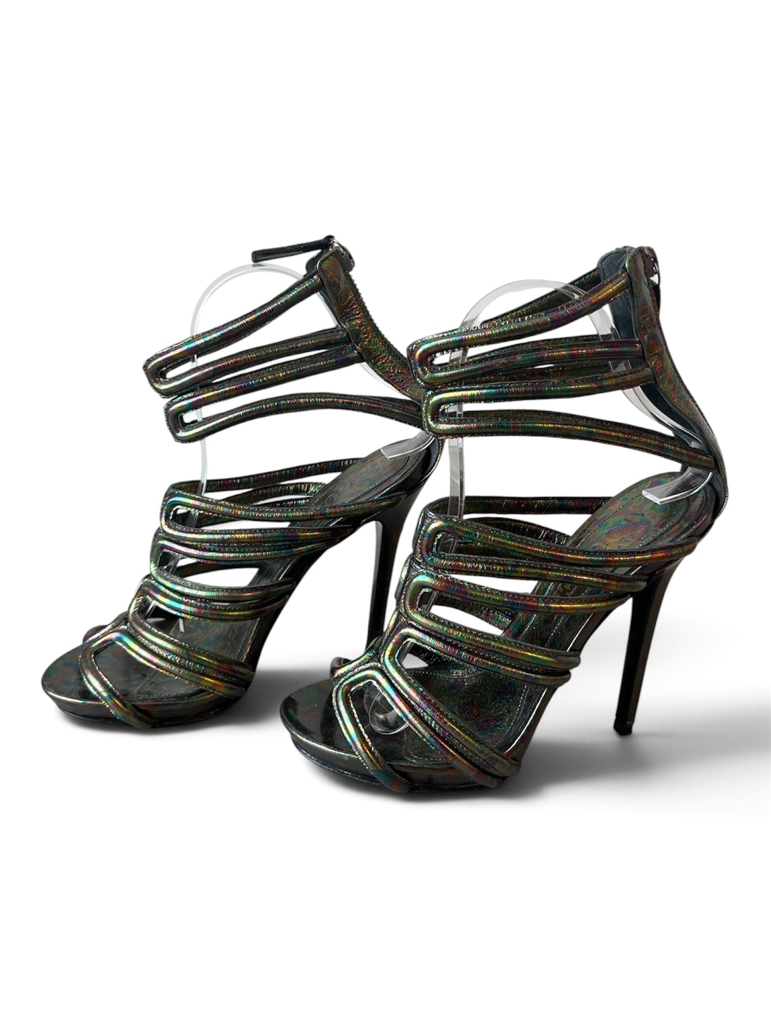 MULTICOLOR OIL SPILL STRAPPY HEELS @SM