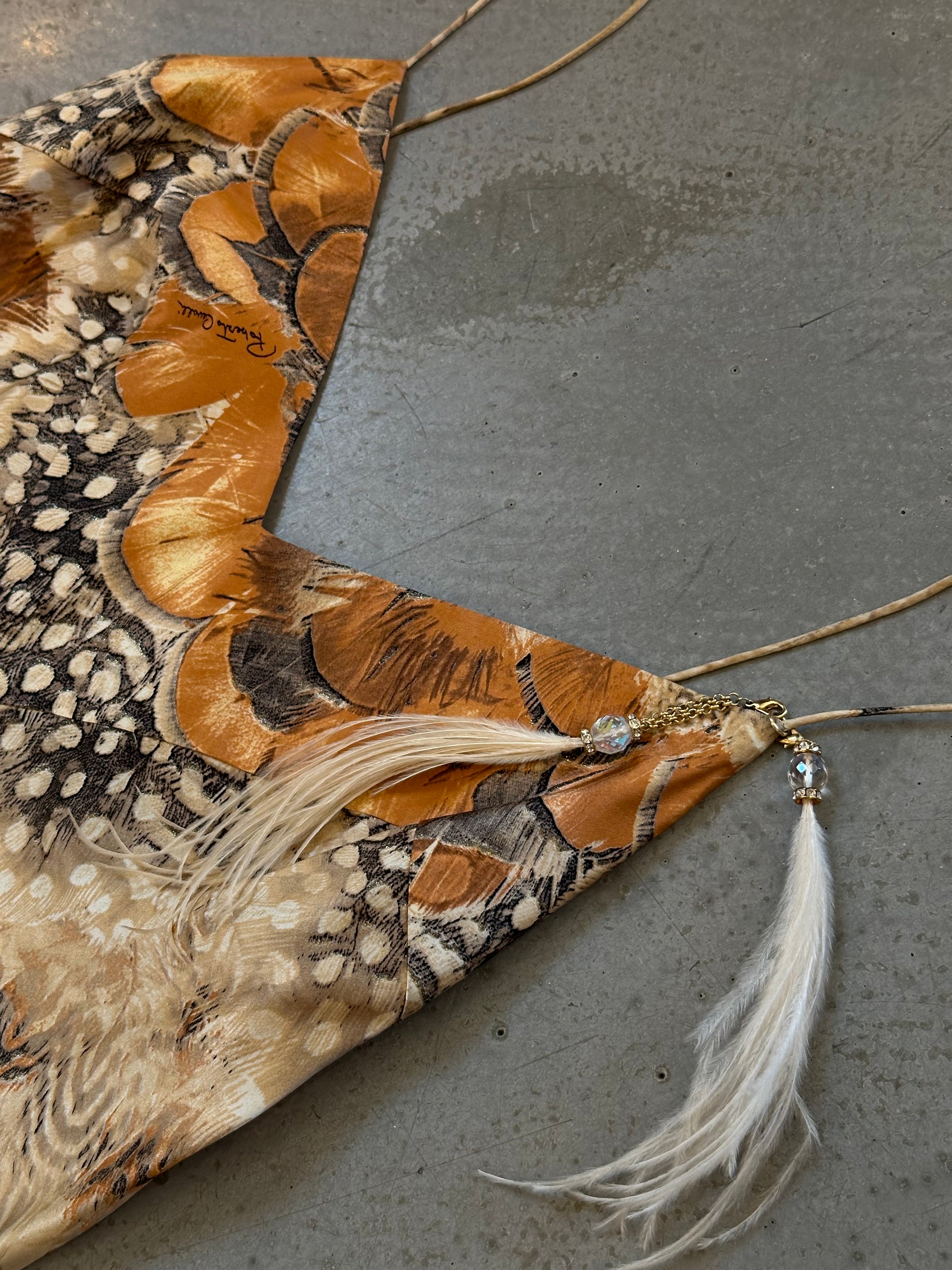 SS04 OSTRICH FEATHER PRINT SILK DRESS