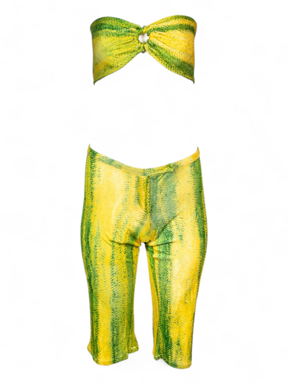*ULV RECONSTRUCTED* YELLOW SNAKE PRINT CAPRIS & TOP SET