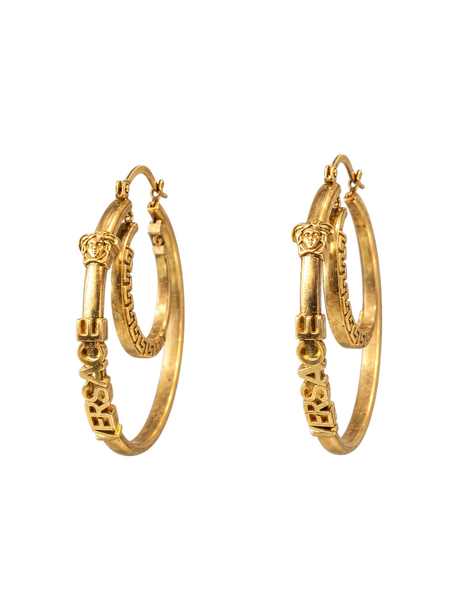 GOLD MEDUSA PLAQUE HOOP EARRINGS @SM