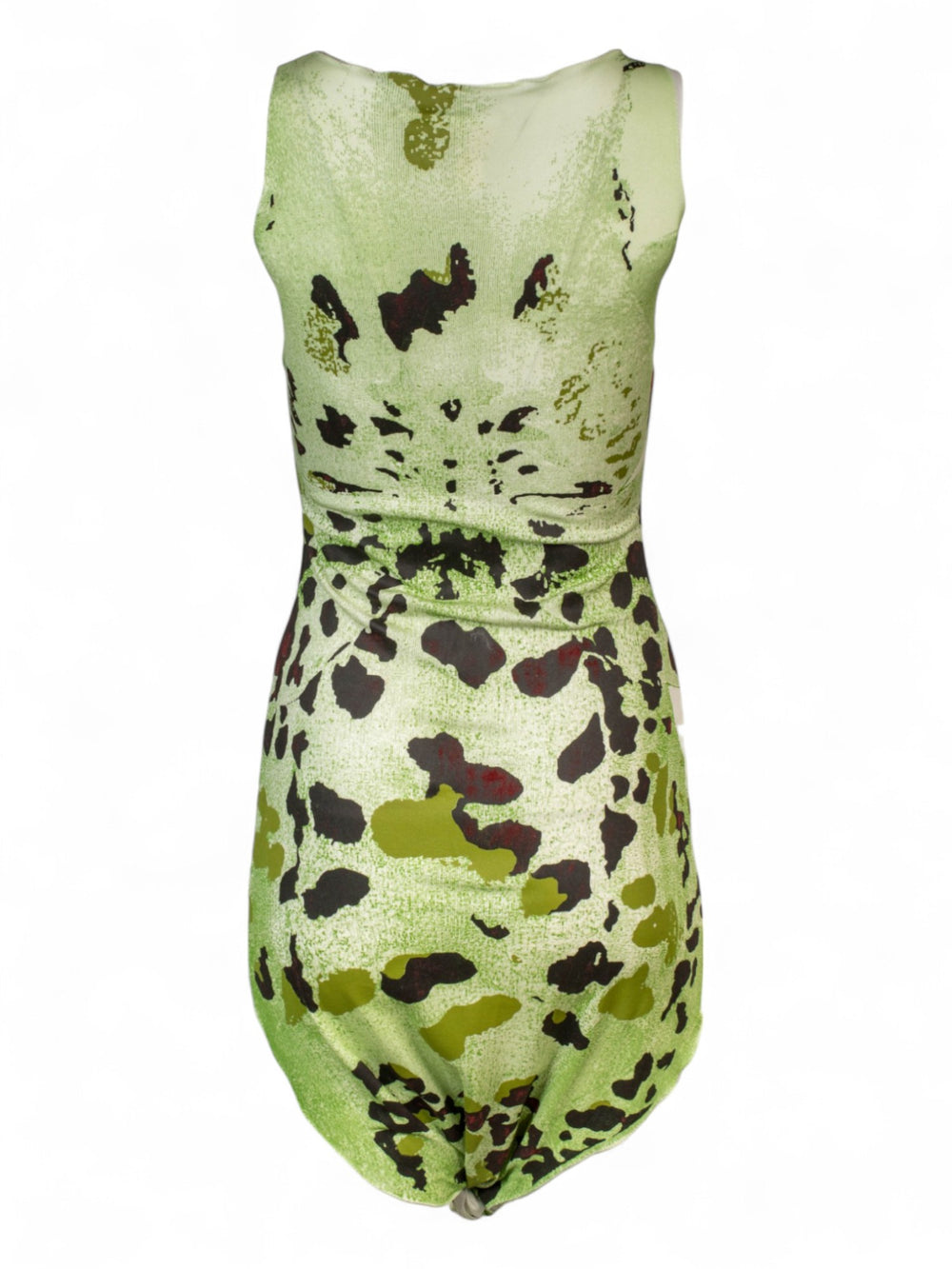 90S GREEN AND BLACK PIXEL SPOTTED TIE UP DRESS