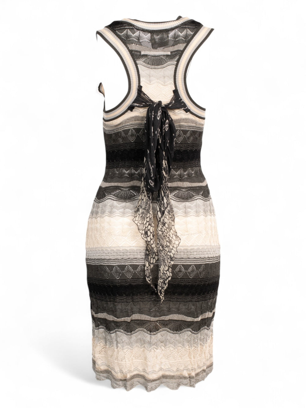 90S GREY KNIT CROCHET MIDI DRESS