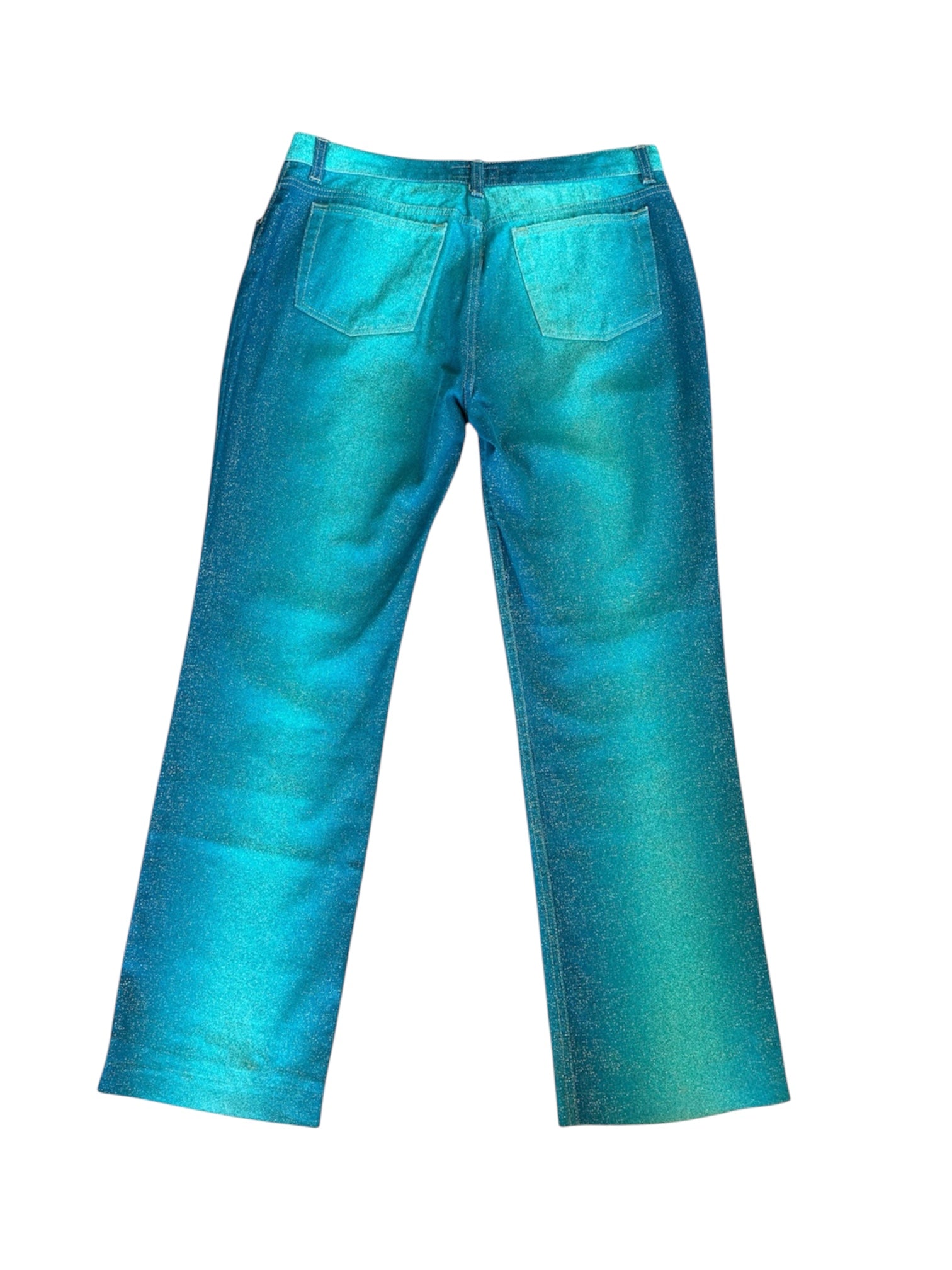 90S TURQUOISE GLITTER STRAIGHT LEG JEANS