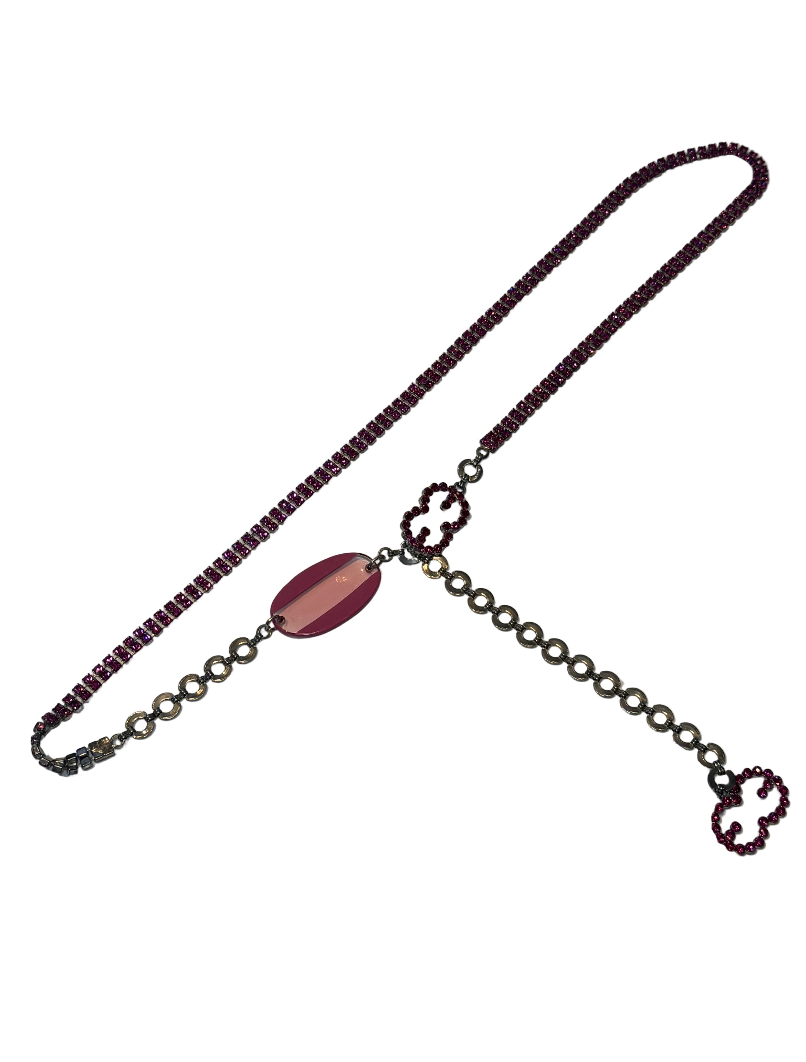 PINK RHINESTONE CHAIN BELT