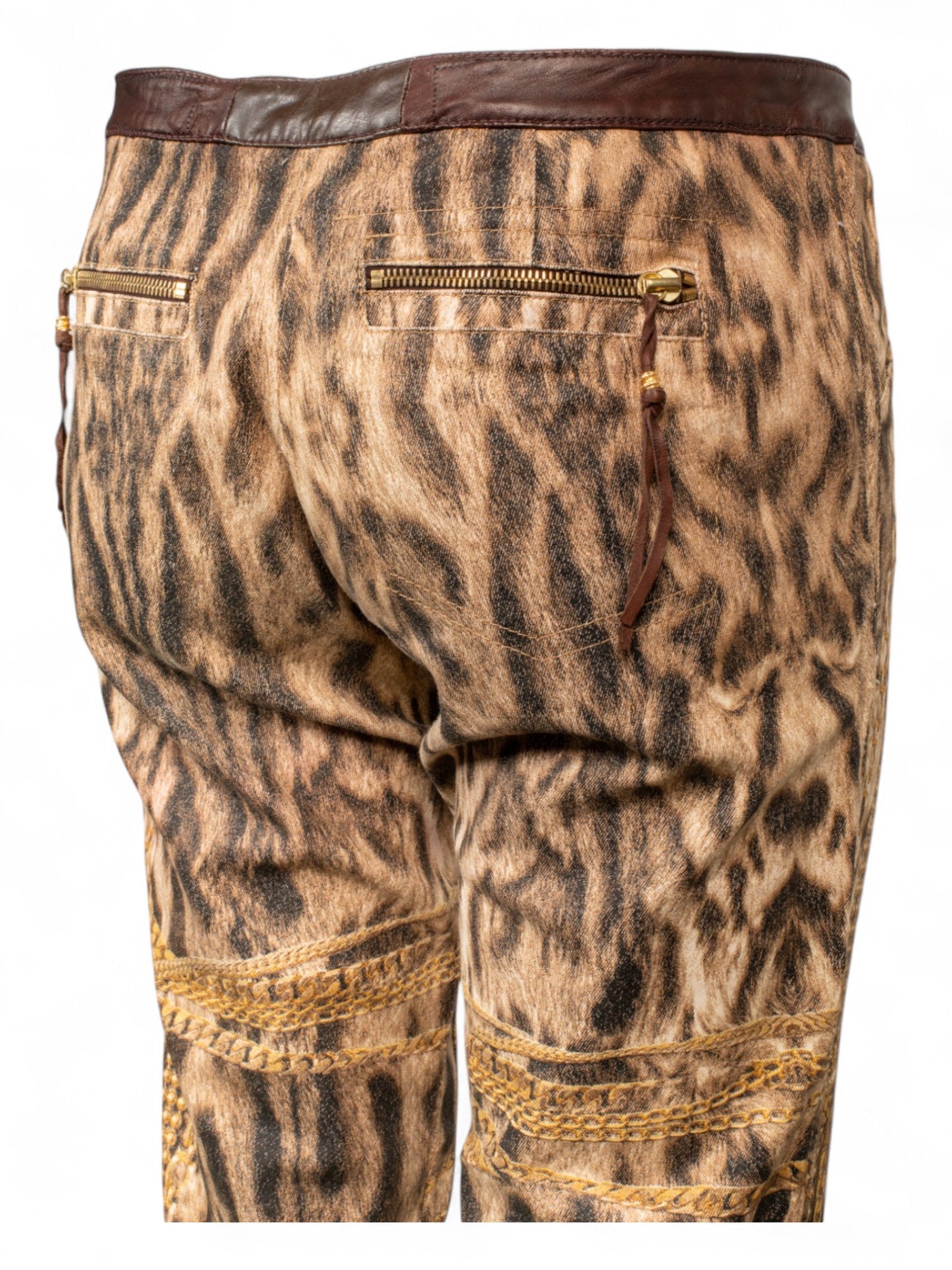 2003 CHEETAH & CHAIN SILK BLOUSE & JEANS SET