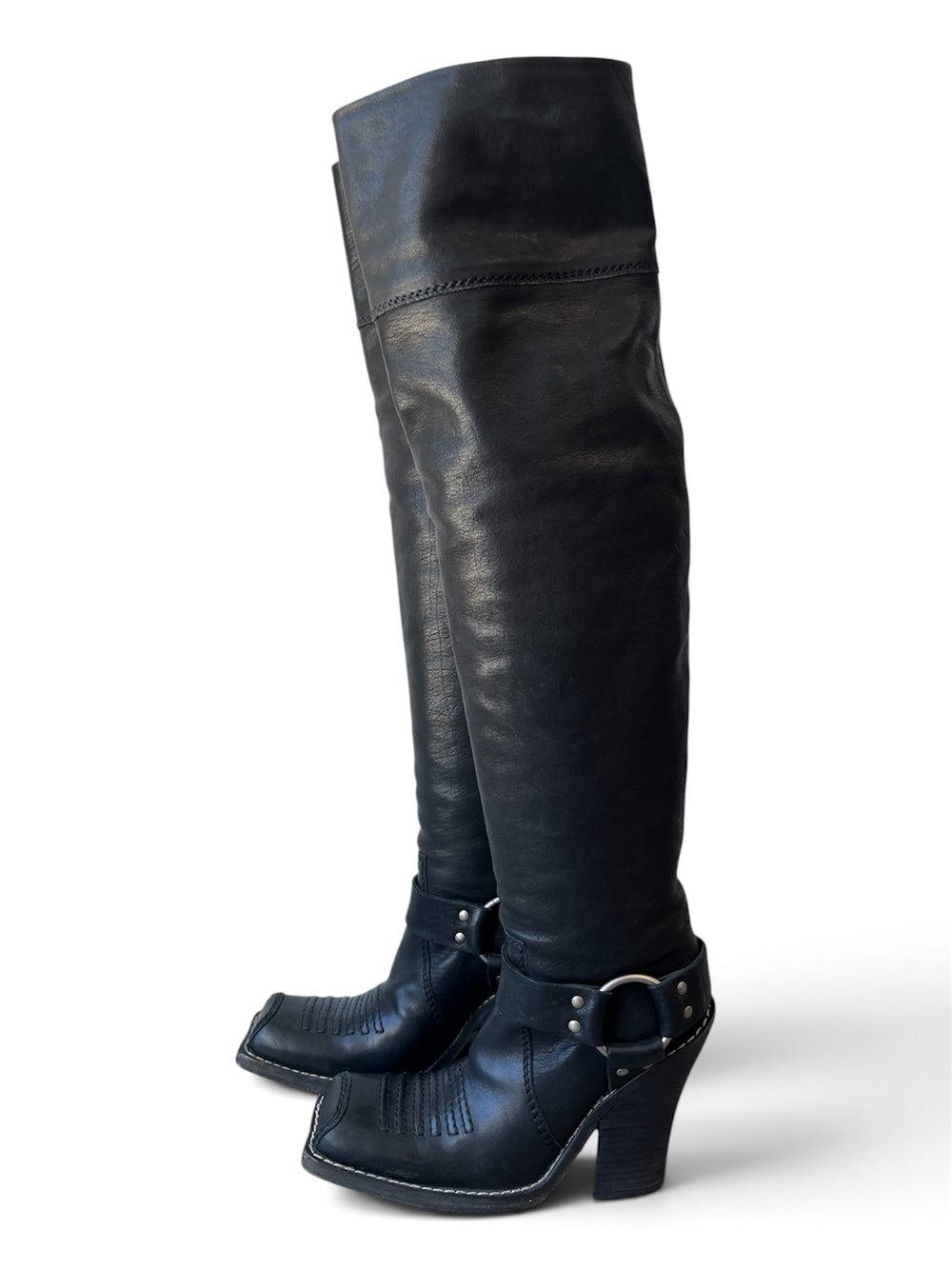FW2006 BLACK GAUCHO SLOUCHY BOOTS @SM