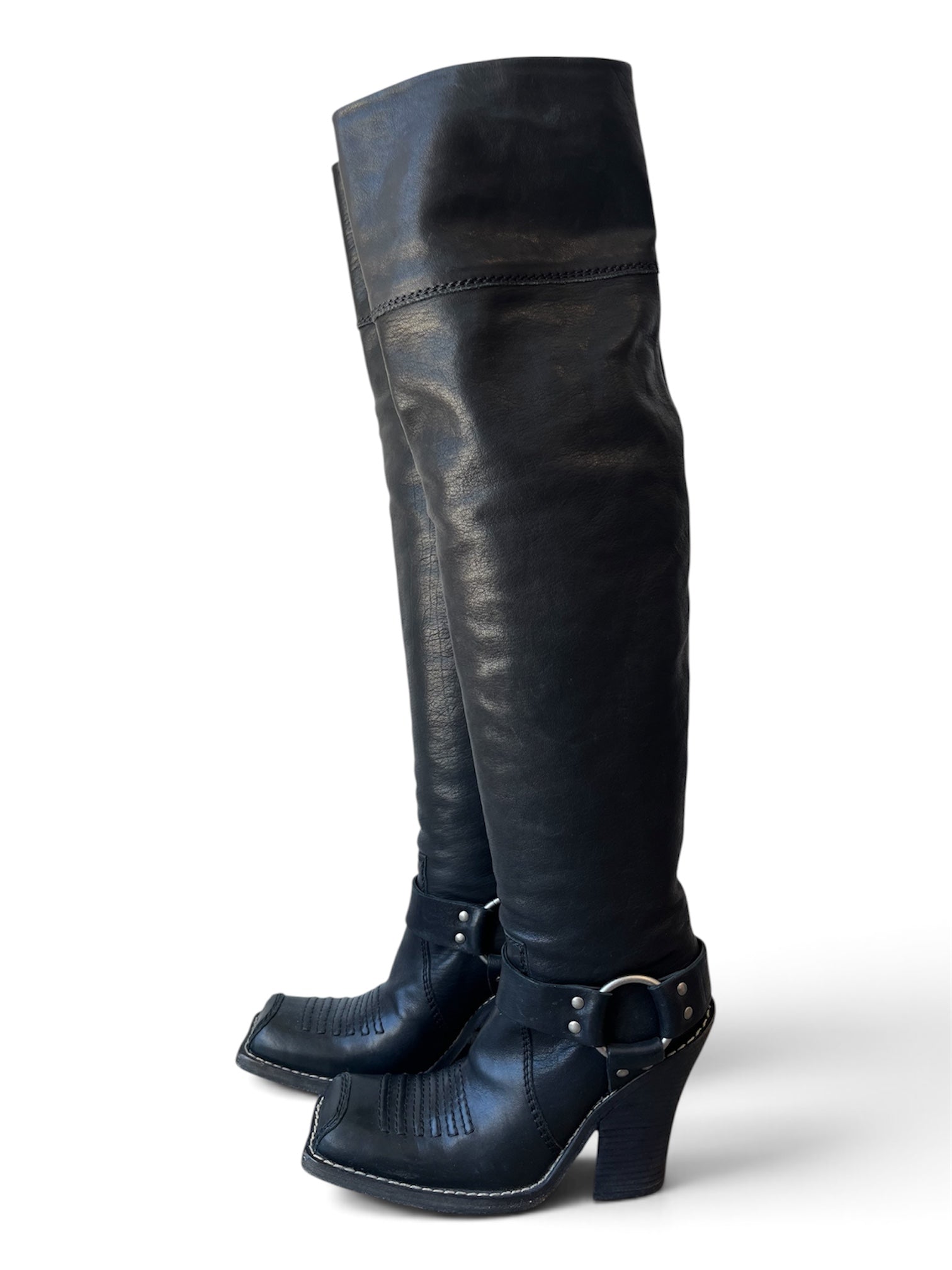 FW2006 BLACK GAUCHO SLOUCHY BOOTS @SM