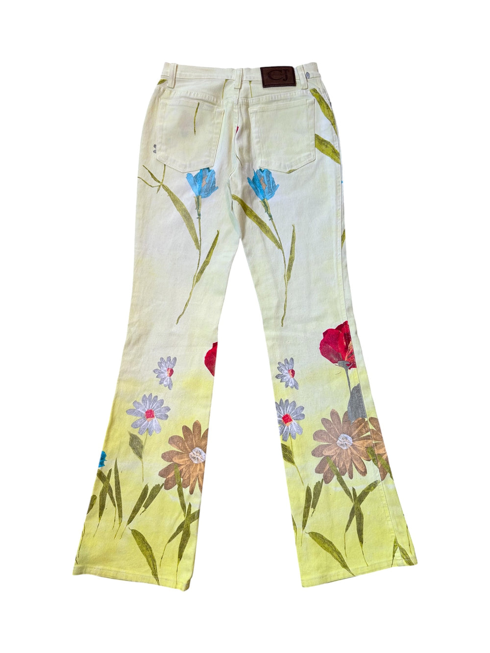 SS00 YELLOW FLORAL DIP DYE JEANS