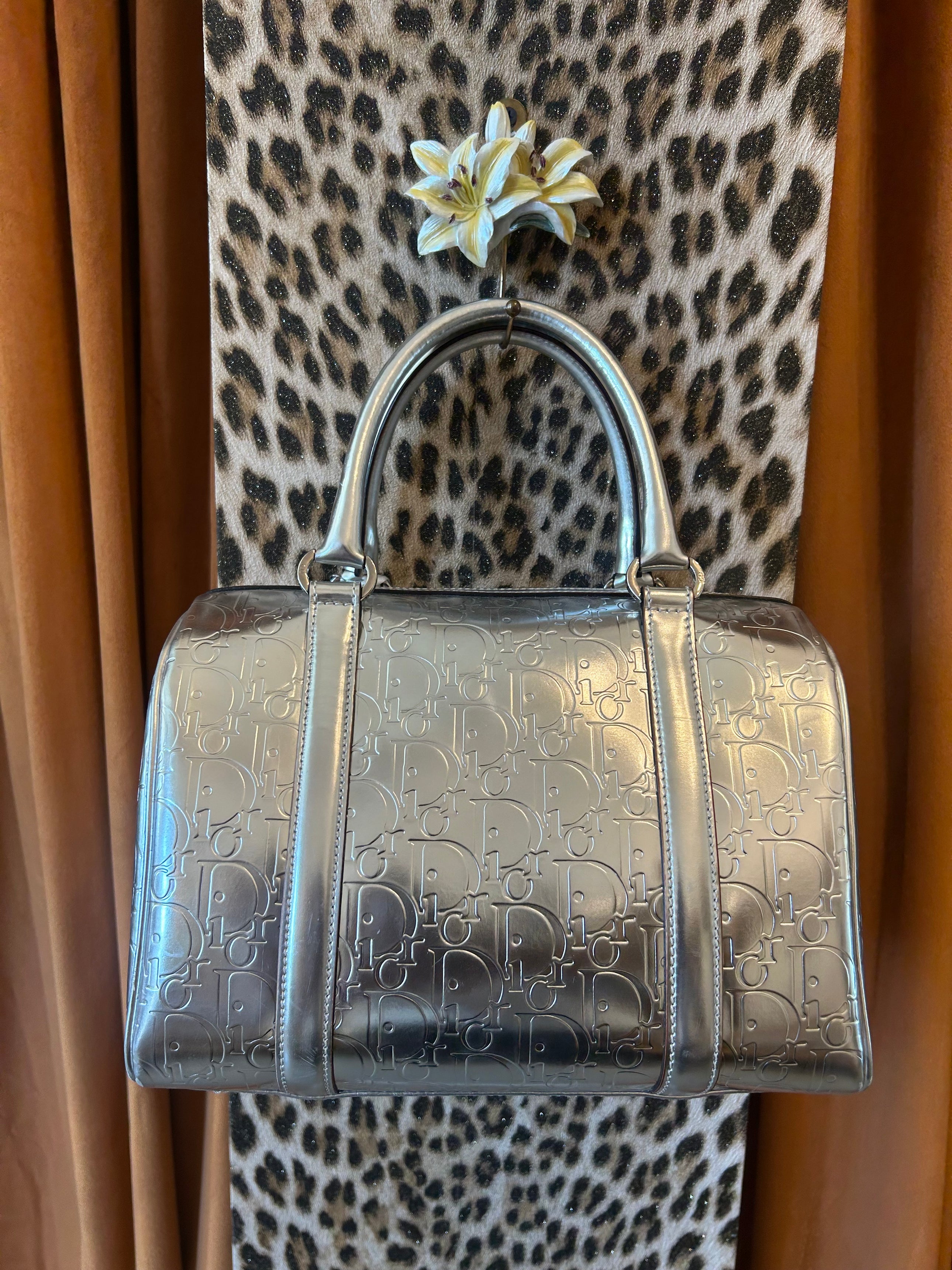 SILVER METALLIC MONOGRAM BOSTON BAG @SM