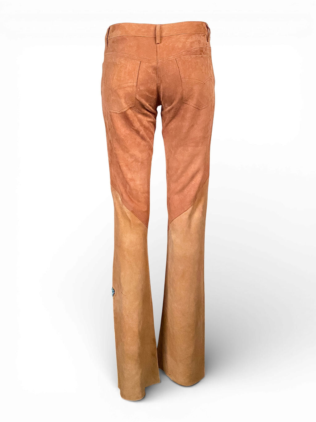 BROWN SUEDE & TURQUOISE STONE FLARED PANTS @MMC