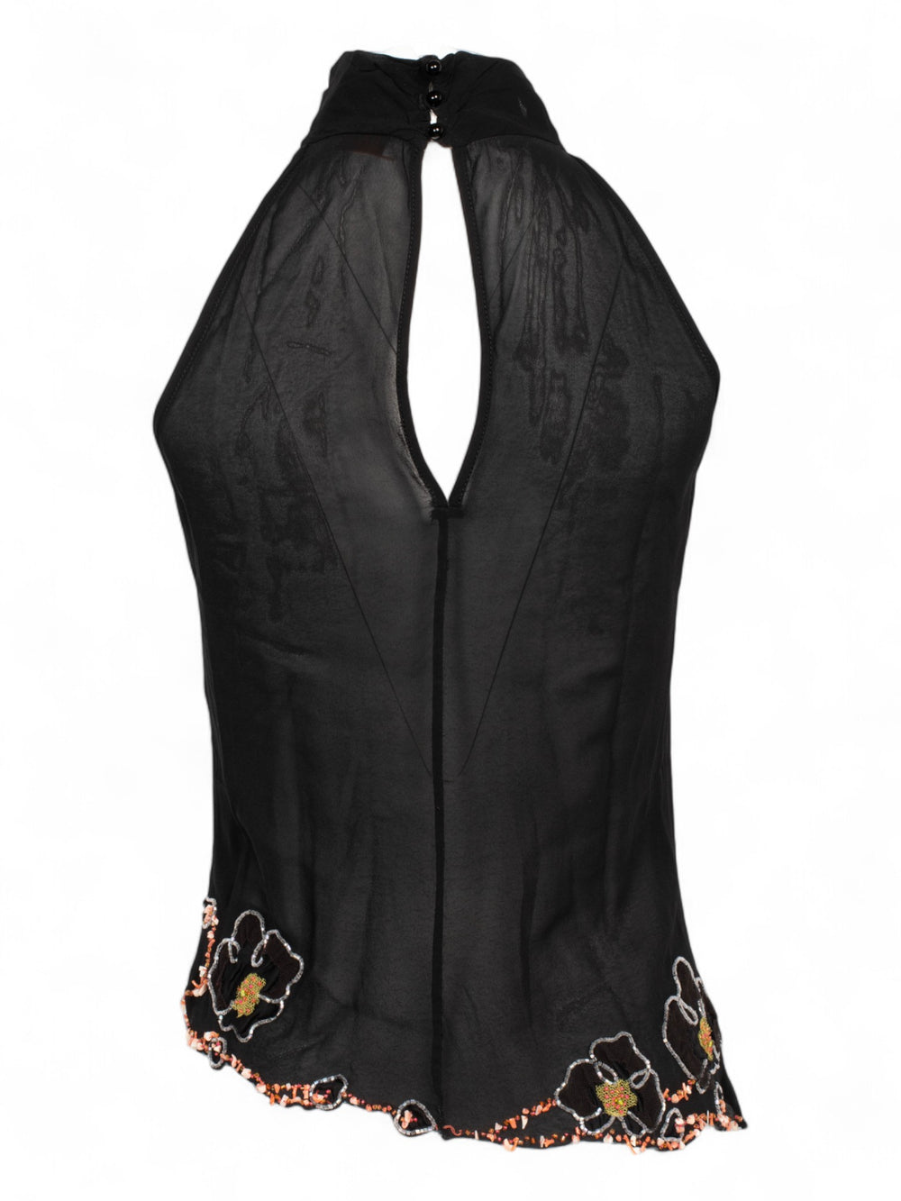 90S/00S BLACK SILK HAND BEADED TOP