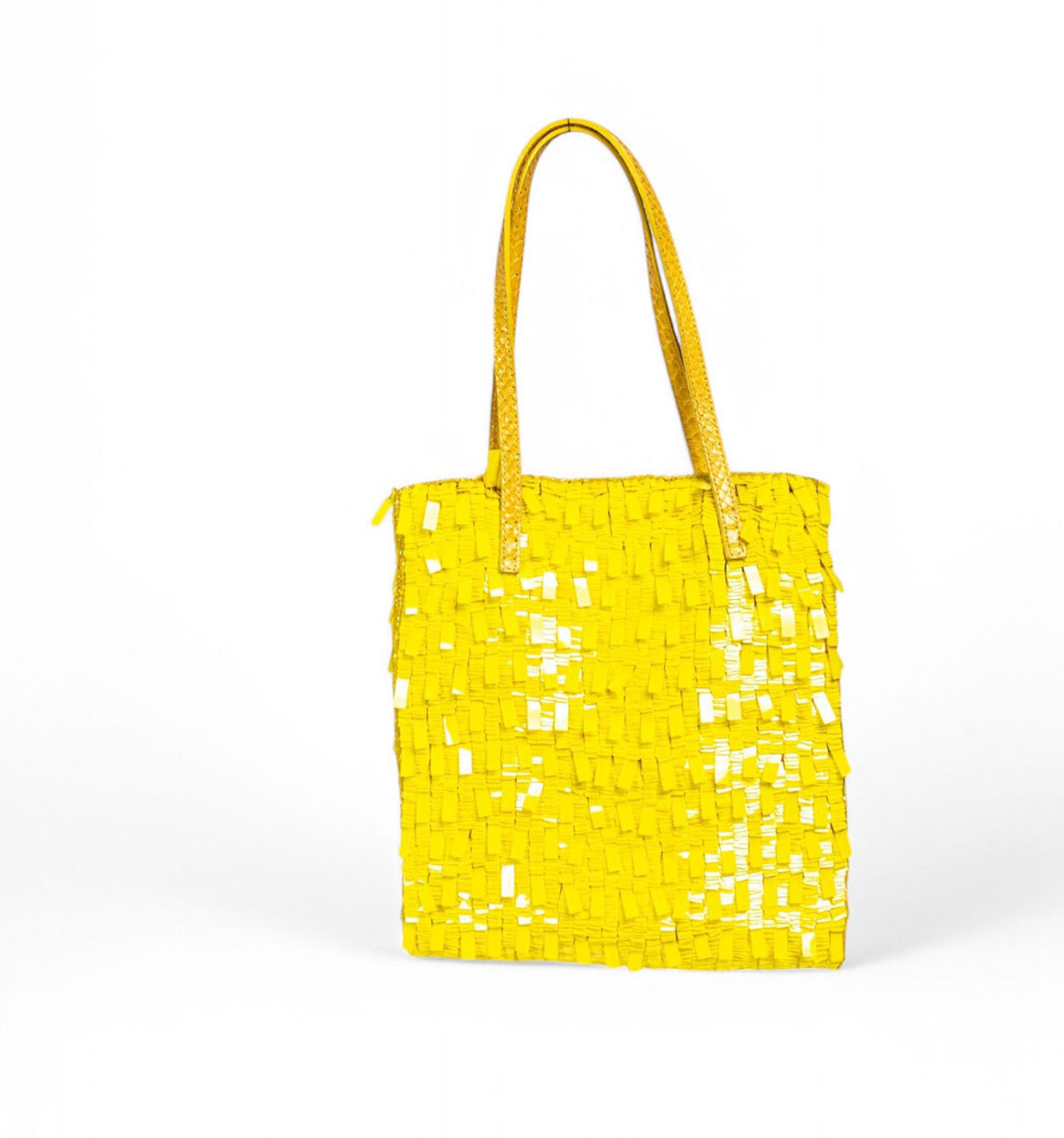 RARE YELLOW SEQUIN AND SNAKESKIN MINI TOTE