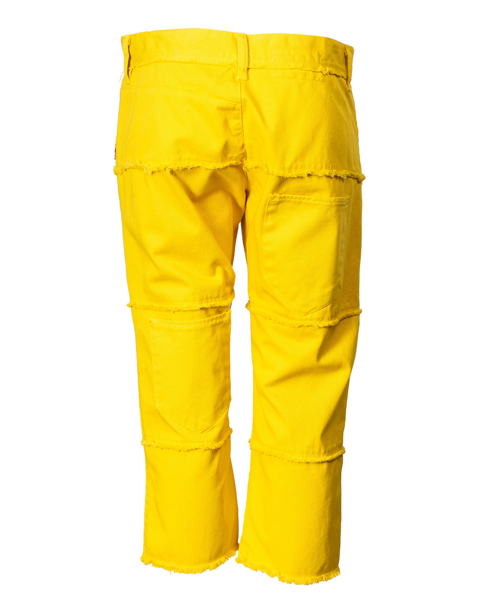 YELLOW DENIM CAPRIS WITH POCKET DETAILS