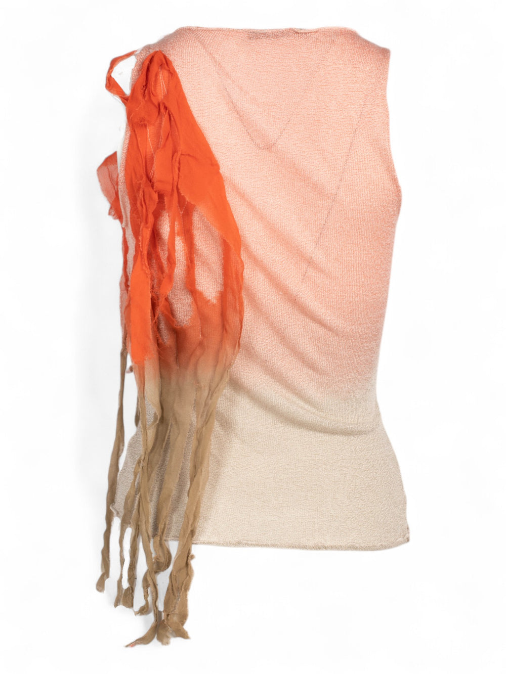 ORANGE OMBRE KNIT & SILK DETAIL TANK