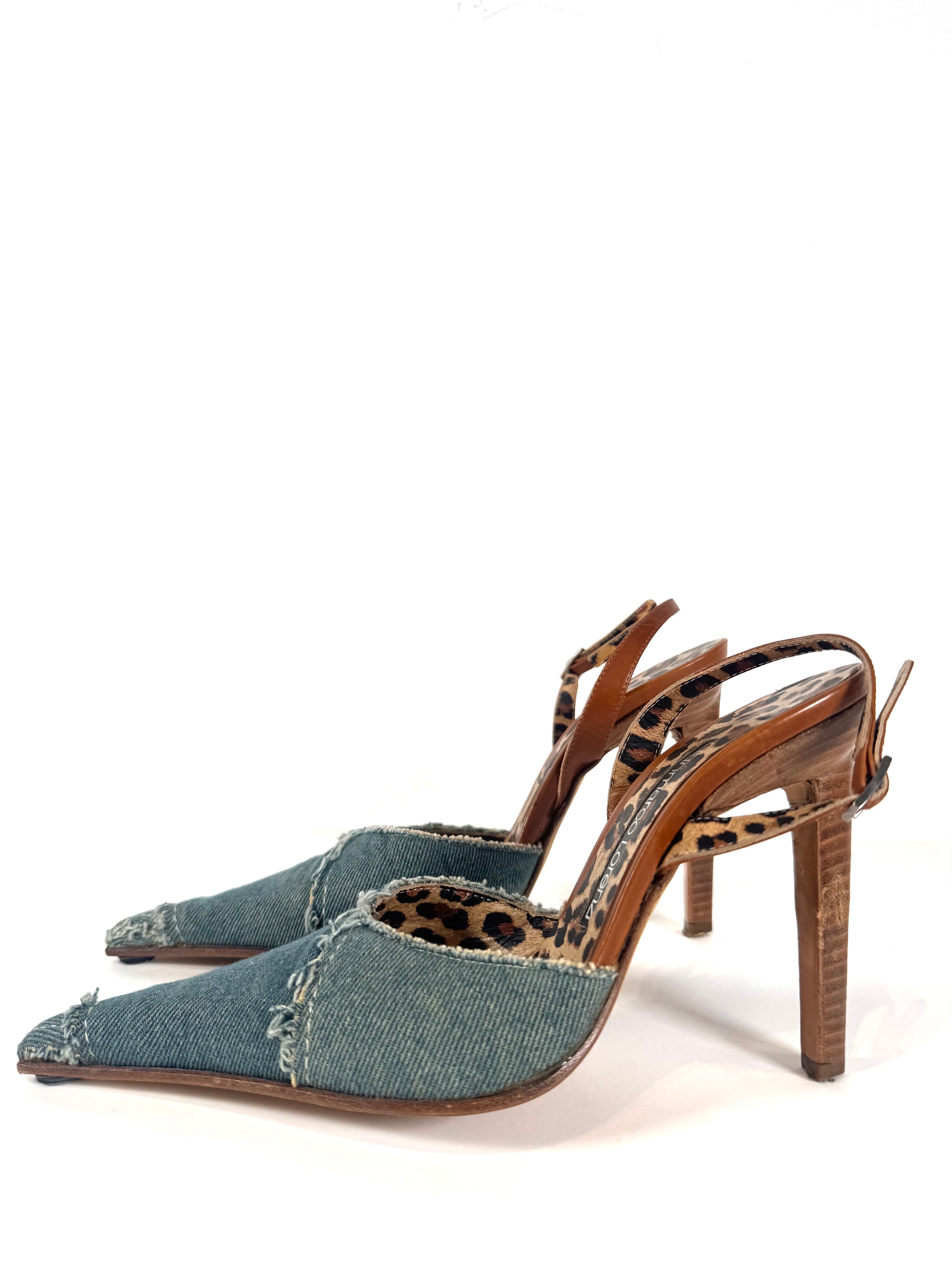 DISTRESSED DENIM HEELS