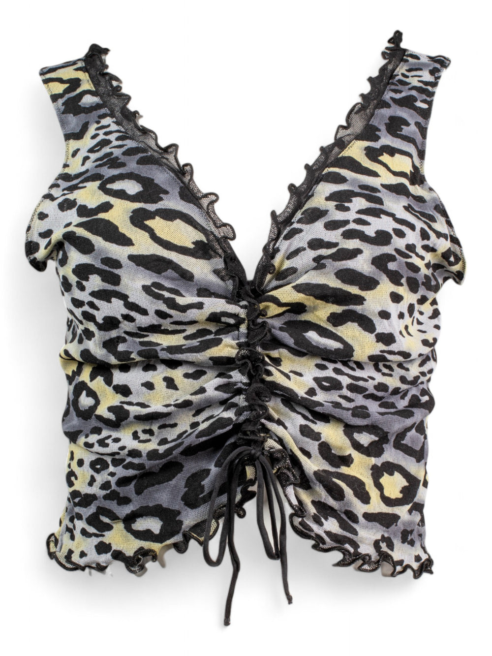 CHEETAH PRINT RUCHED MESH TANK