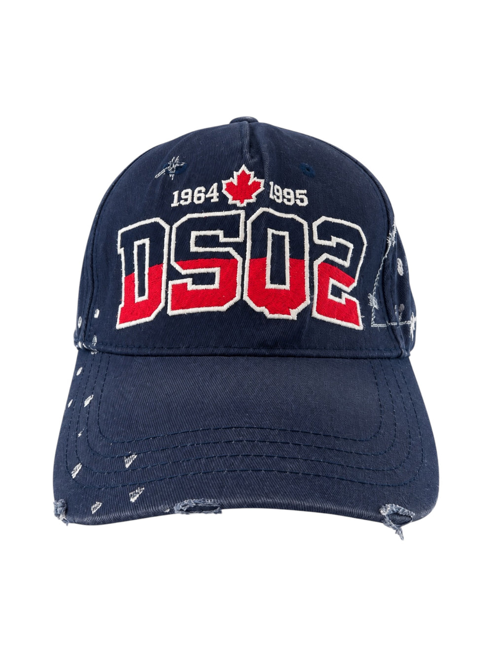 NAVY PAINT SPLATTER & DISTRESSED BASEBALL CAP