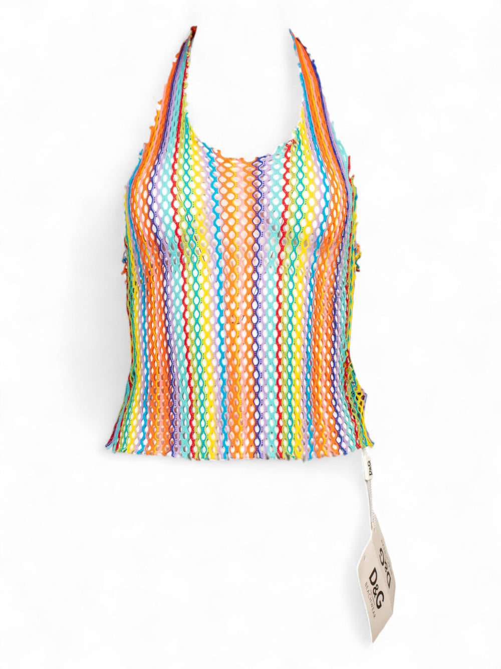 RAINBOW FISHNET HALTER TOP