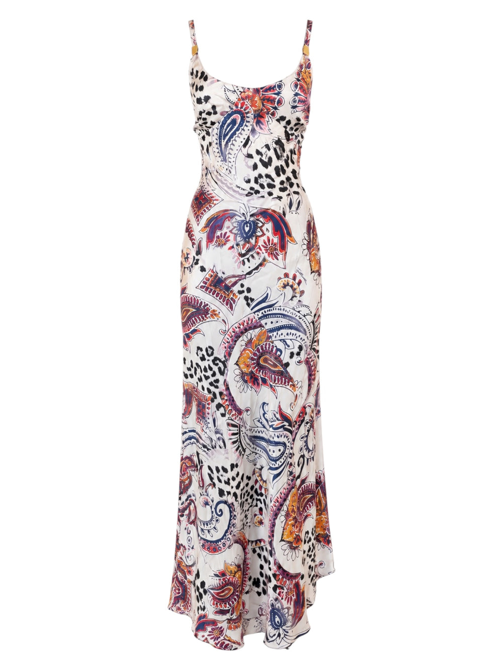 SS04 WHITE LEOPARD/PAISLEY SILK BIAS CUT GOWN @SM