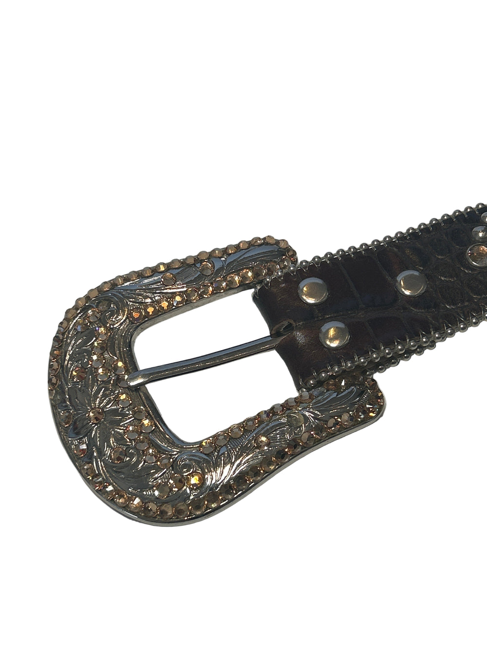 CROC EMBOSSED RHINESTONE BELT
