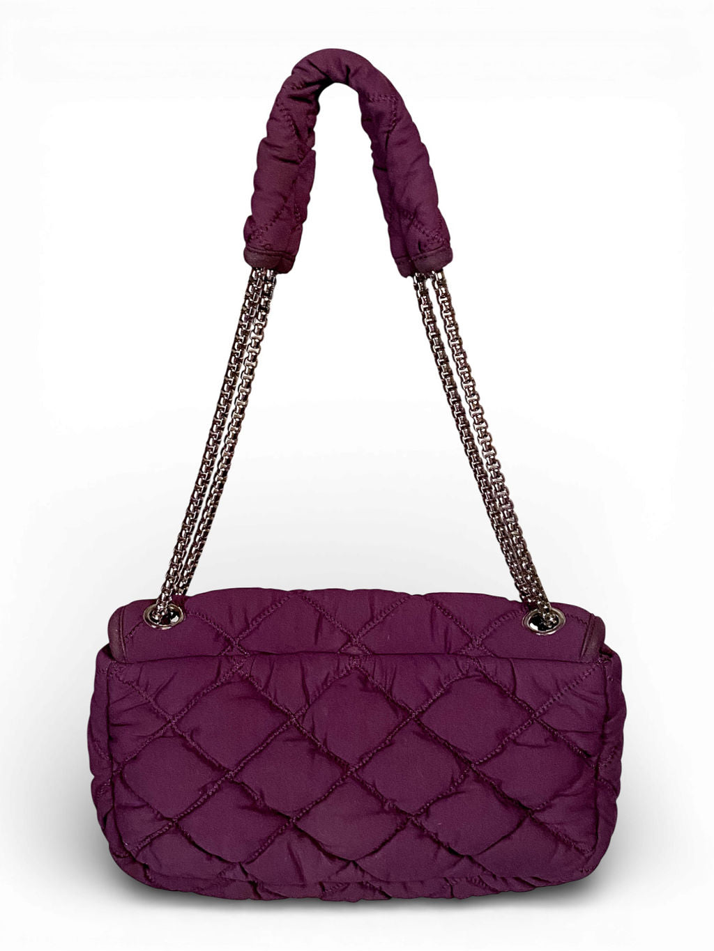 PURPLE QUILTED BUBBLE SHOULDER BAG (AS IS) @HANA