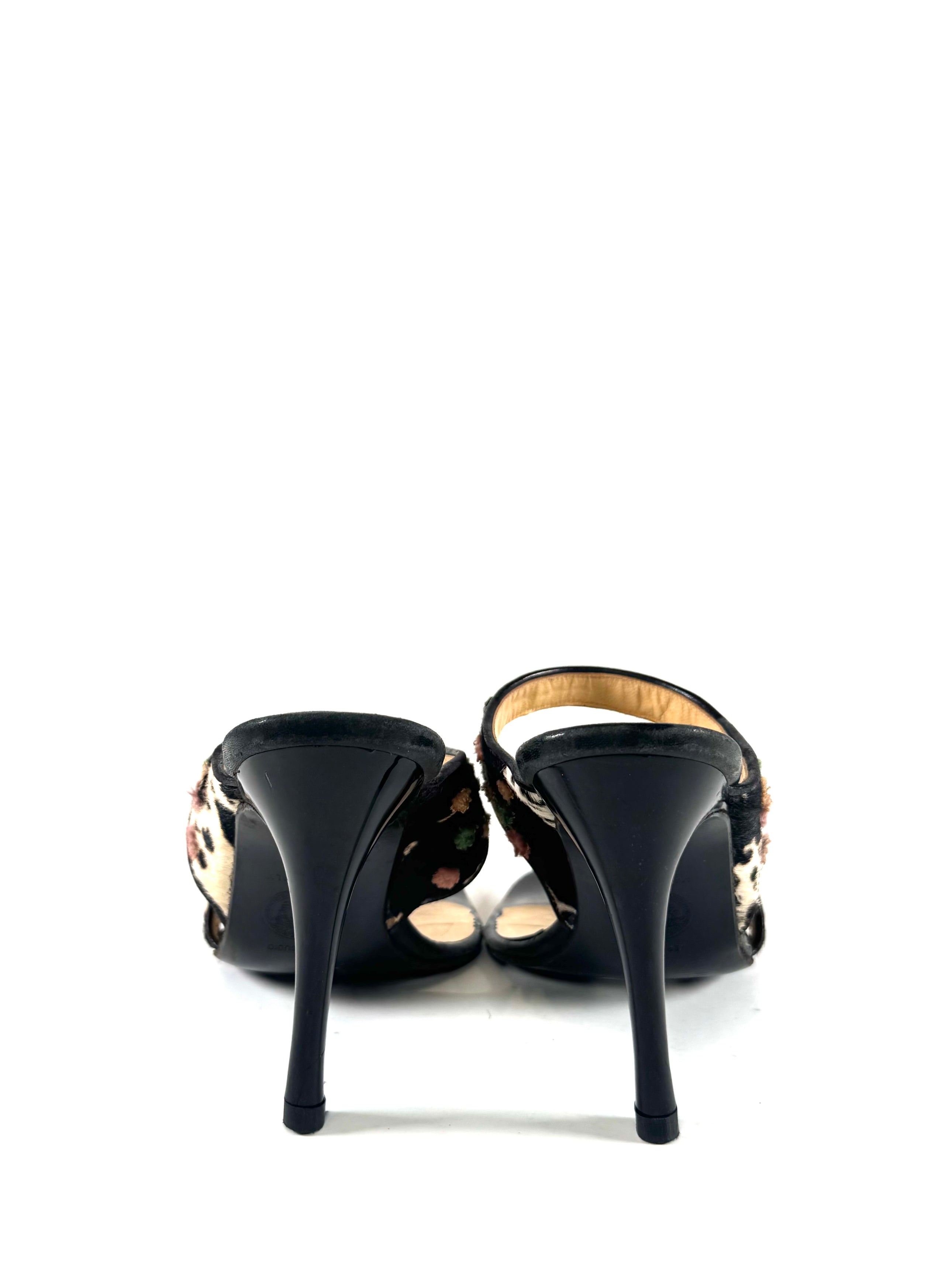 90S CALFHAIR FLORAL MULES @CSTEEN