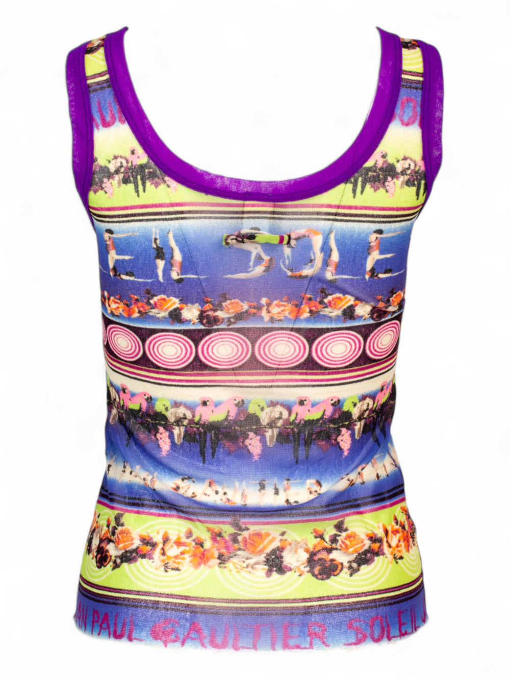 SOLEIL SPELLOUT PARROT PRINT MESH TANK
