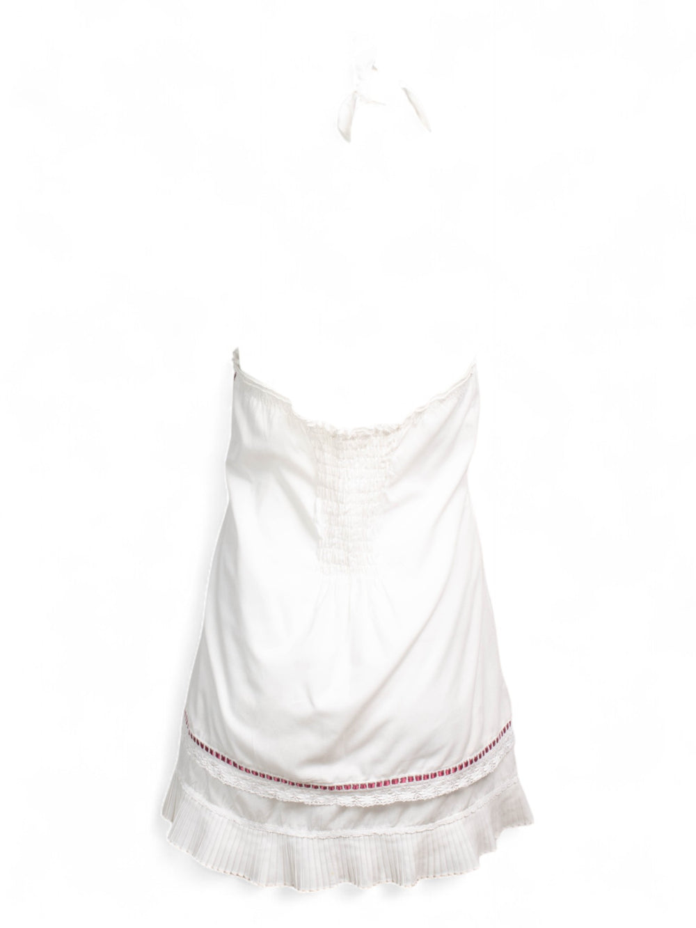90S FRENCH WHITE RUFFLED HALTER DRESS