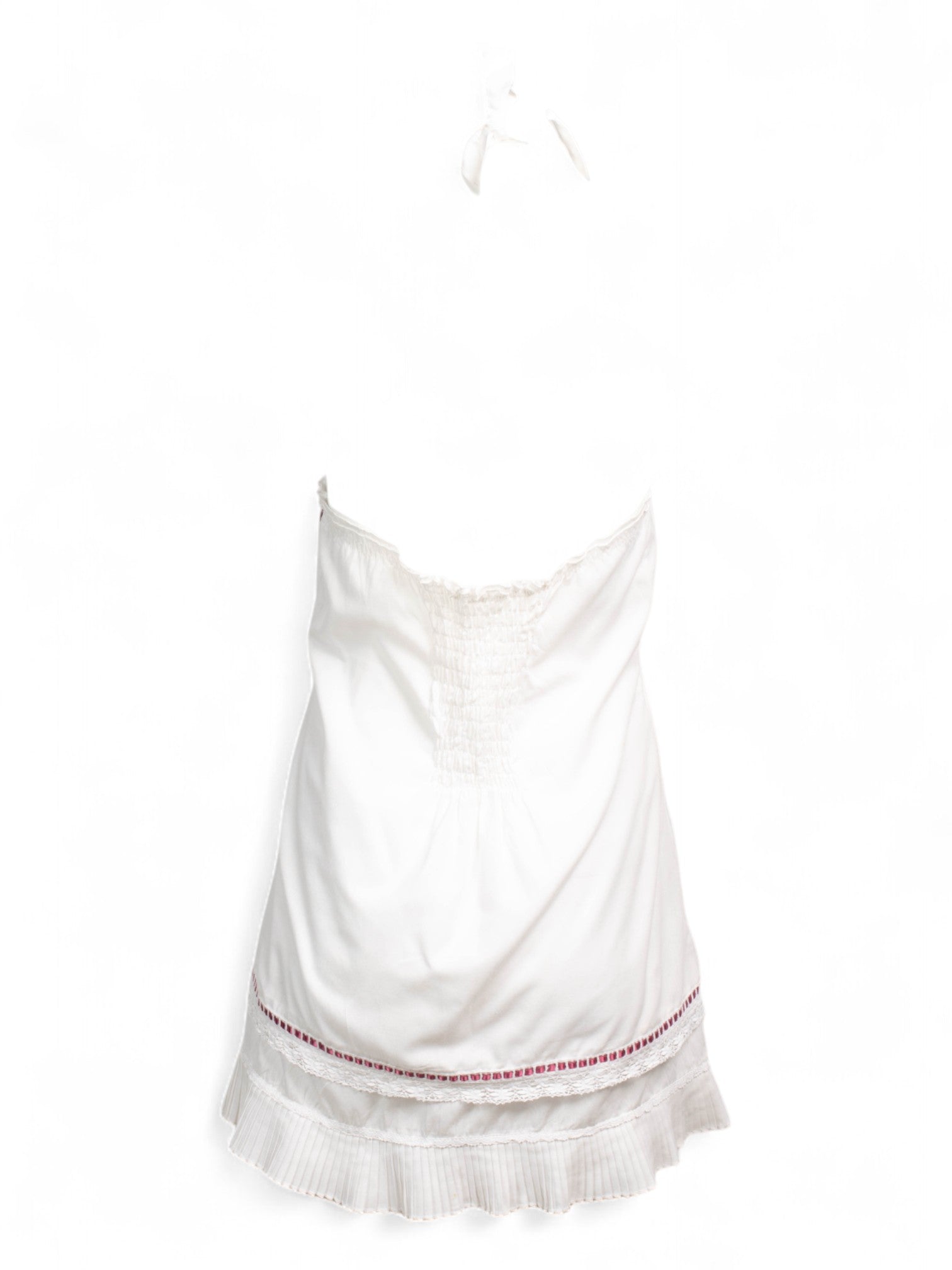 90S FRENCH WHITE RUFFLED HALTER DRESS UmaLu Vintage 90S FRENCH WHITE RUFFLED HALTER DRESS UmaLu Vintage