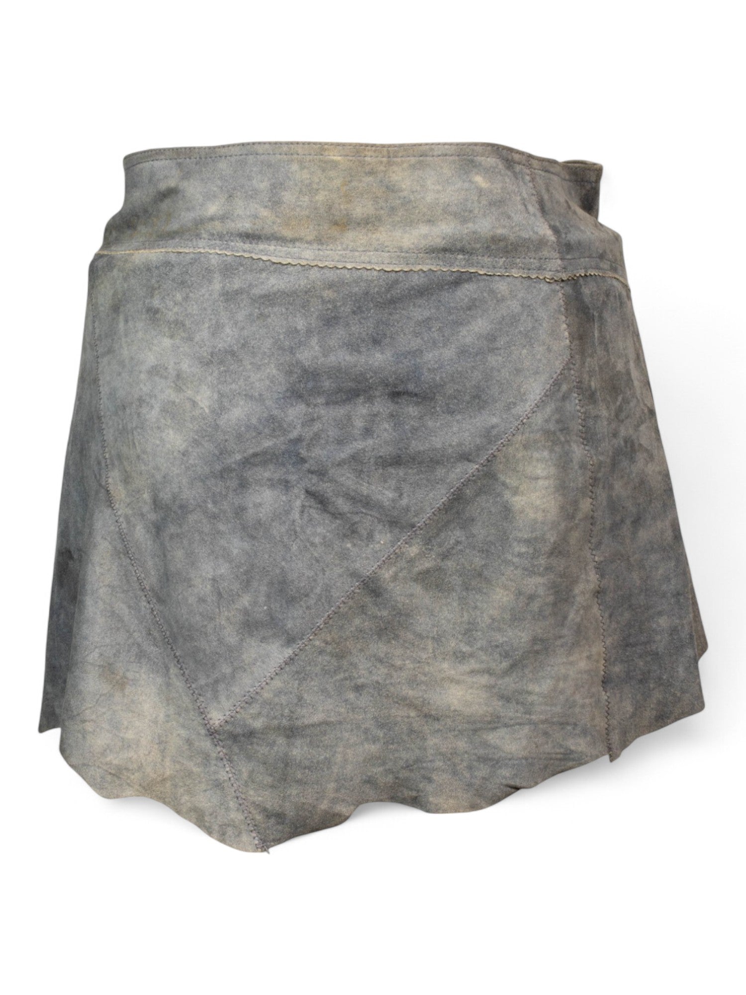 BLUE SUEDE LACE UP MINI SKIRT