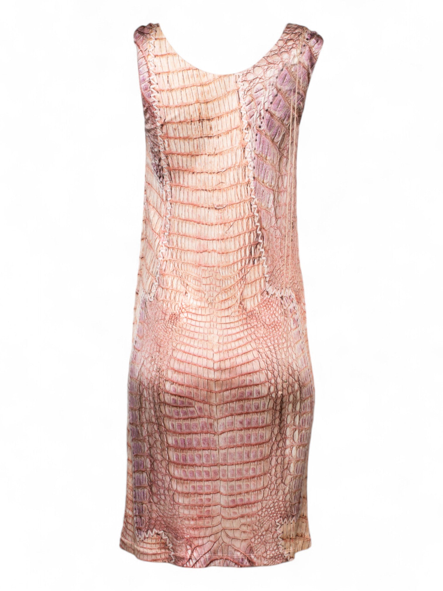 SS11 PINK CROC PRINT FRINGE DRESS