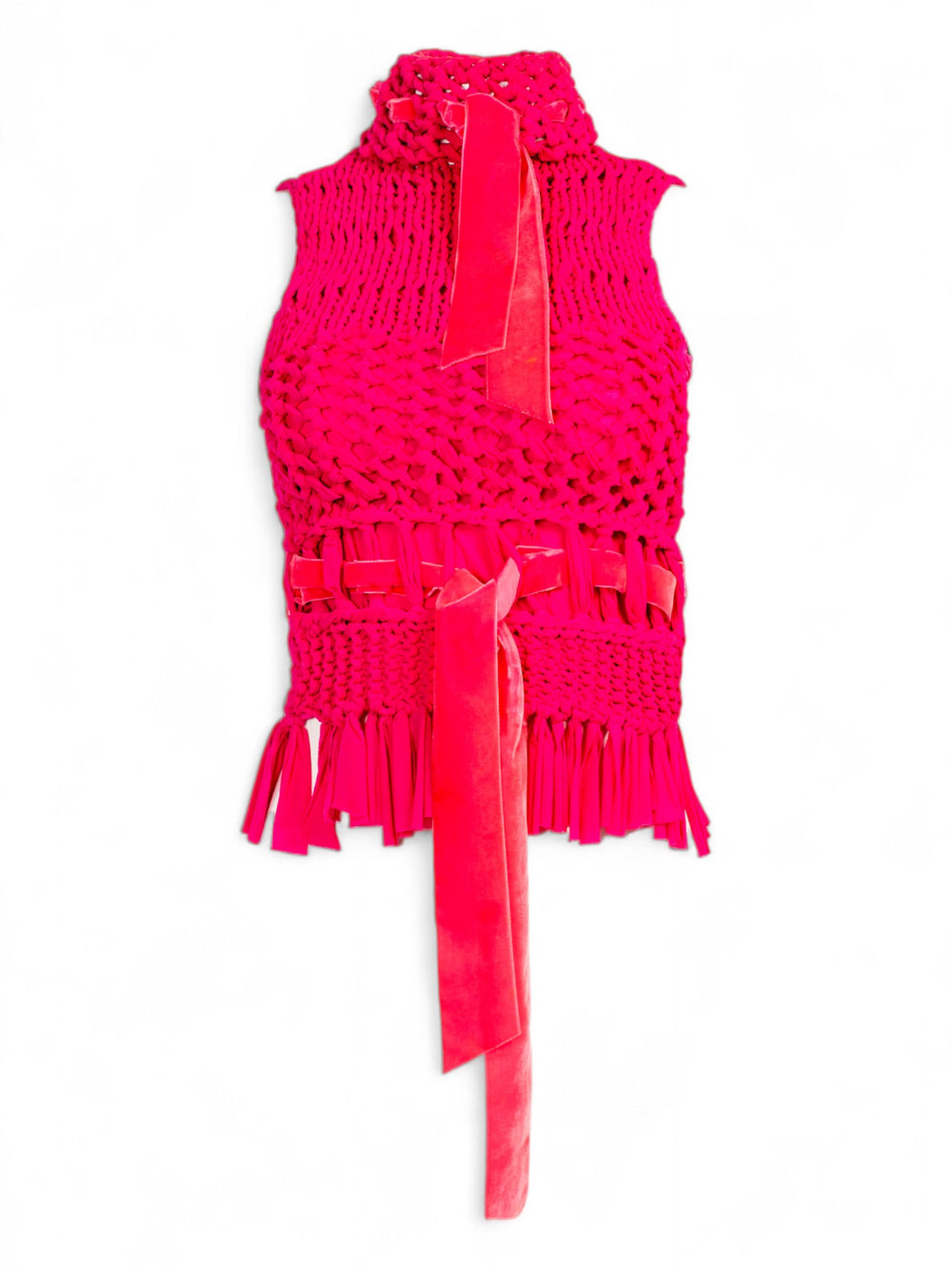 HOT PINK WOVEN CROCHET TOP