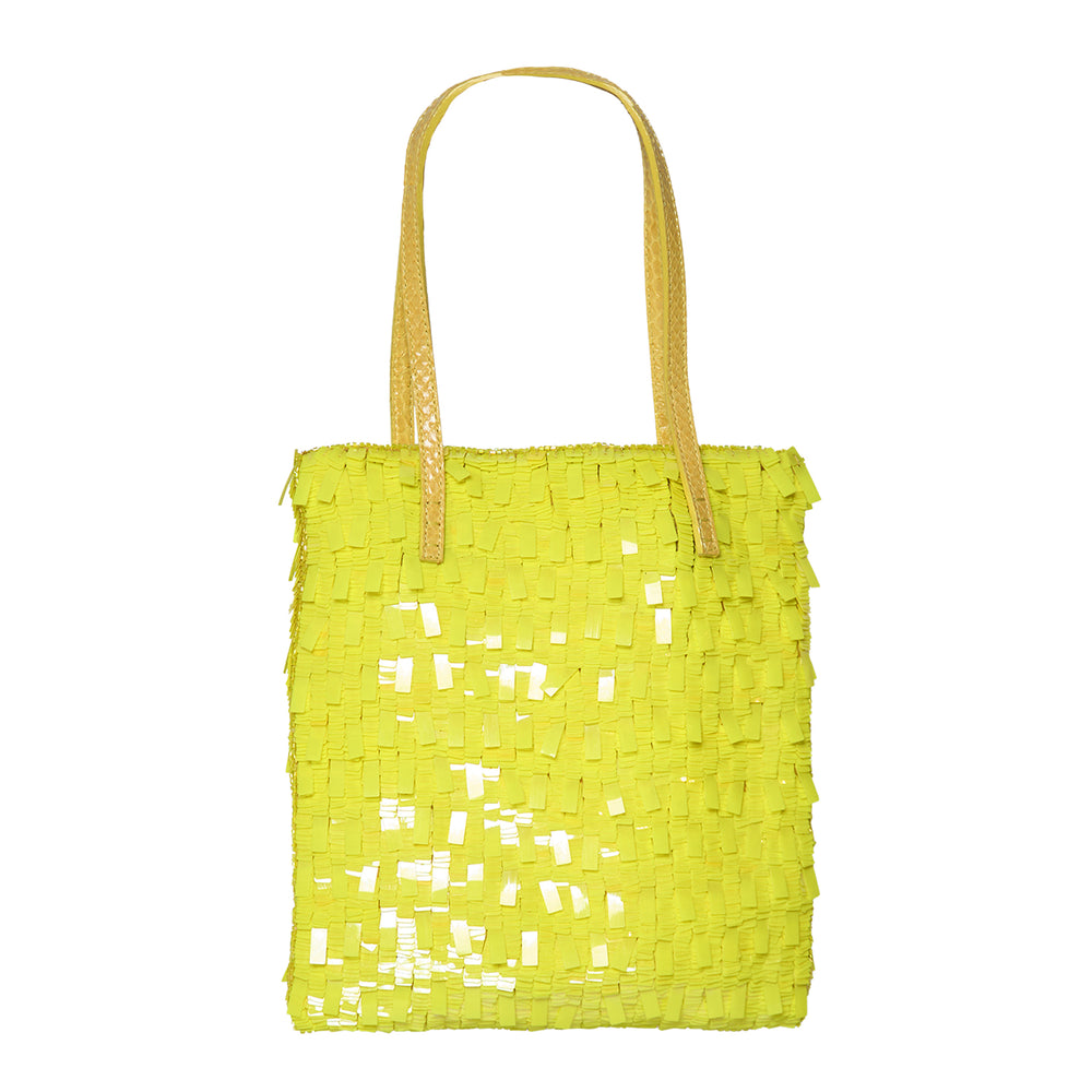 RARE YELLOW SEQUIN AND SNAKESKIN MINI TOTE