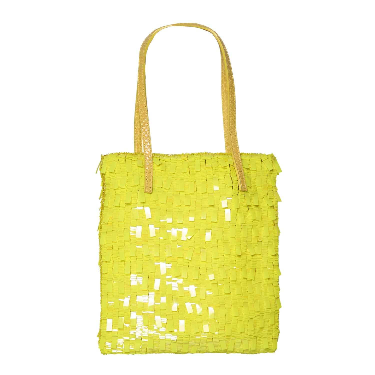 RARE YELLOW SEQUIN AND SNAKESKIN MINI TOTE